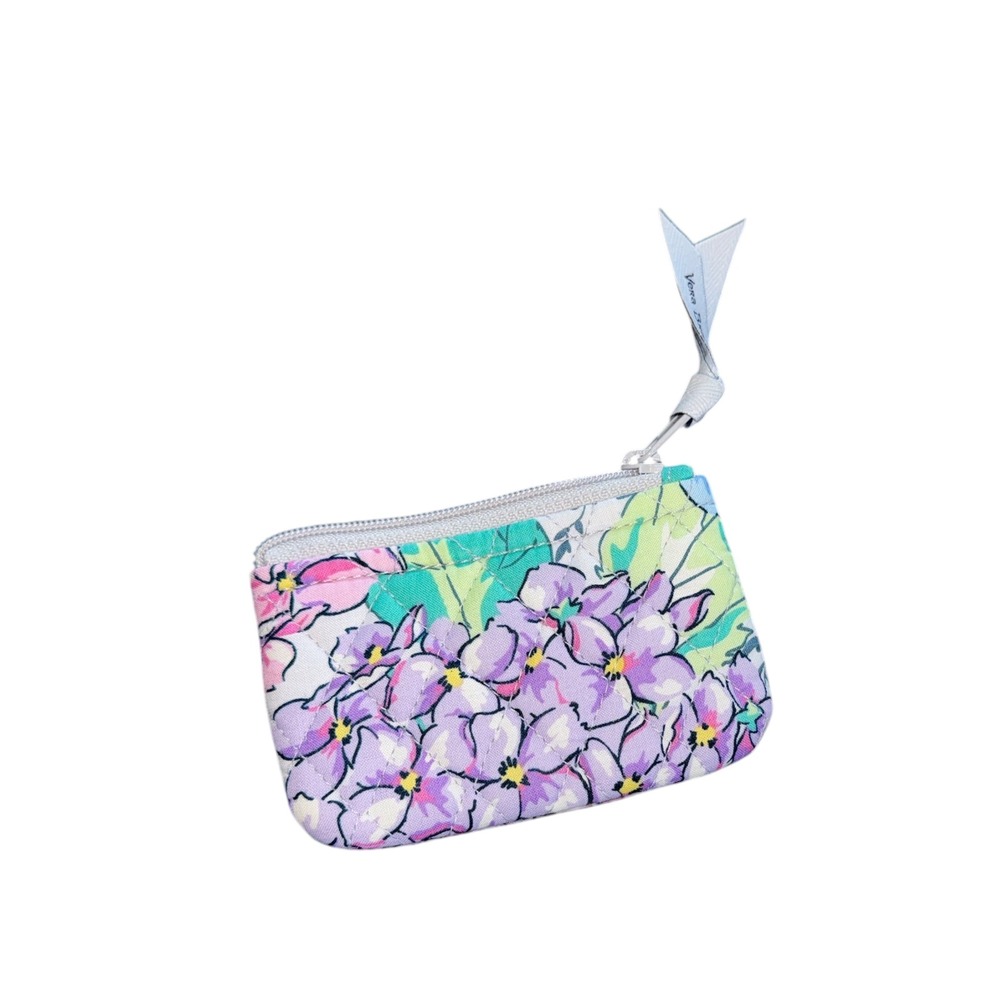 Vera Bradley Happy Hydrangea Floral Quilted Cotton Coin Purse Zip Pouch Wallet - Picture 2 of 3